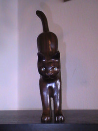 Handmade Wooden "Scared Cat" Figurine