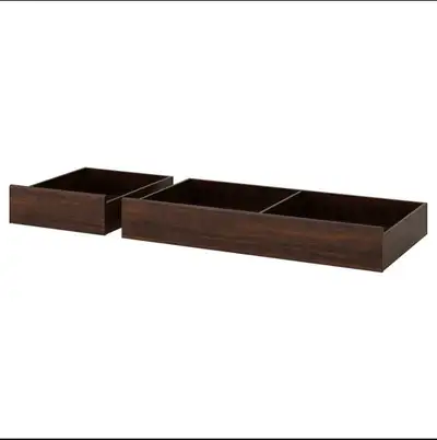 Ikea drawers 2 underbed storage. Dark brown finish. very Good condition. Dimensions in images. store...