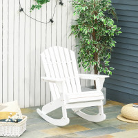 Wooden Adirondack Rocking Chair with Slatted Wooden Design, Fann
