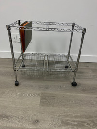 Chrome legal file size rolling rack with double basket