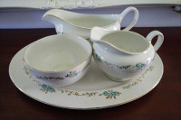 platter/gravy boat, sugar and creamer (OBO)