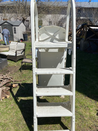 Pool ladder with latch door