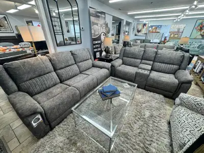 New Stylish Power Recliner Set With Cup Holder Console Clearance, View more