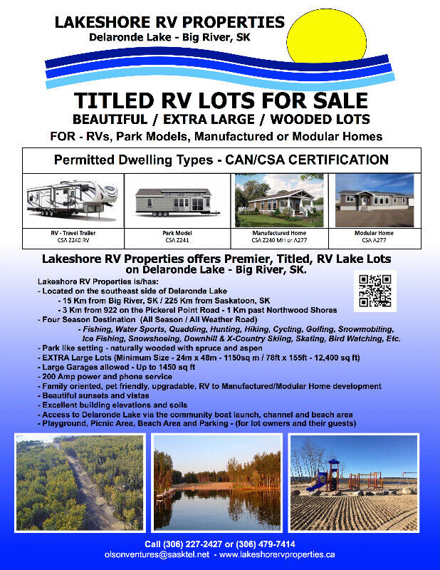 TITLED RV LAKE LOTS FOR SALE - Delaronde Lake - Big River, SK in Land for Sale in Prince Albert - Image 2