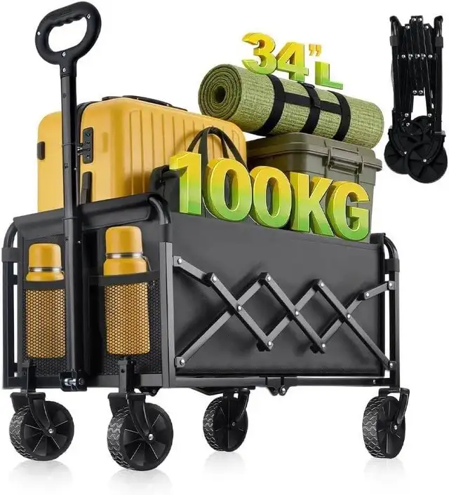 Heavy Duty Folding Garden Wagon Cart 100kg Capacity in Outdoor Tools & Storage in Markham / York Region - Image 5