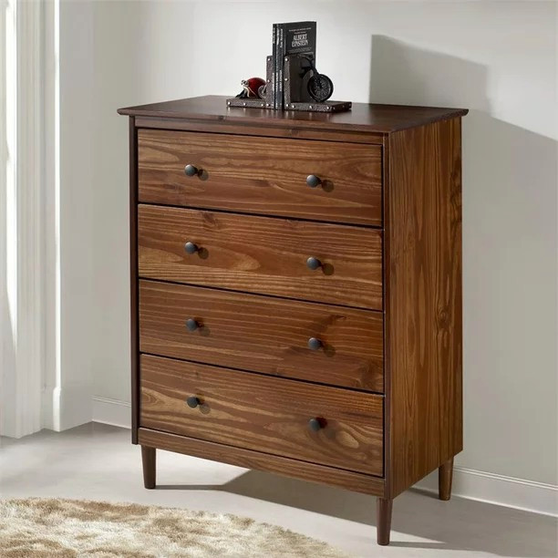 4 Drawer Solid Wood Dresser in Walnut in Dressers & Wardrobes in Mississauga / Peel Region - Image 2