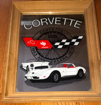 Corvette 25th Anniversary Framed Glass Bar Mirror 14.25" x 11.25