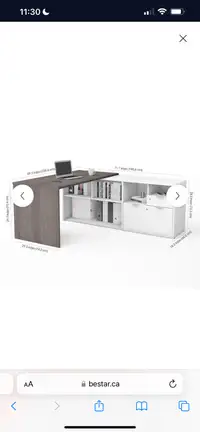 Office Desk L-Shaped . Two tone white / grey 