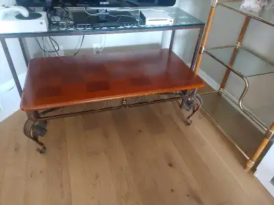 Wrought Iron and Wood Coffee Table, View more