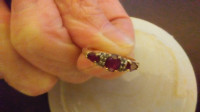 10k Gold Ring Ruby &  Diamonds Size 7