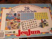 Jeujura 28 cubes en bois Vintage