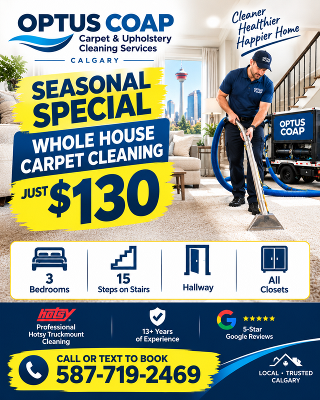 Kijiji Special $130 Whole house truckmount carpet cleaning deal