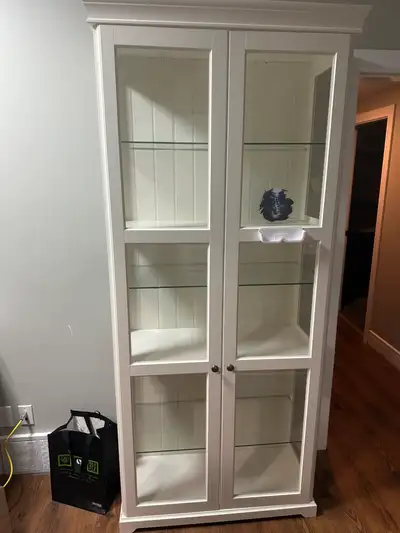 IKEA Glass-Door Bookcases with LED Lights – 36" W × 86" H × 16" , View more