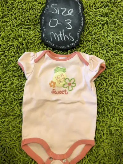 Gymboree girls peach pineapple onesie -0-3 mnths, View more