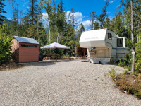 4 Season RV Resort Shuswap Area with RV, Deck, 2 Sheds, Supplies