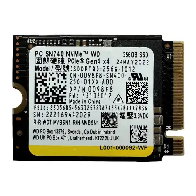 Western Digital 256GB SSD storage card (M.2 NVMe PCIe), View more