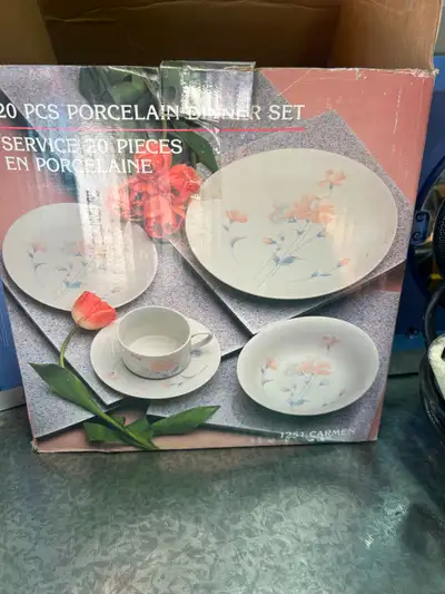 NEW SET OF 20 PIECE PORCELAIN DINNERWAREAS PICTURED, View more