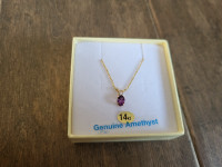 Brand New 14KT Yellow Gold Amethyst Necklace For Sale