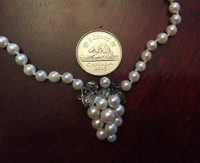 Vintage Akoya Pearl  Necklace with Sterling Silver Pendant