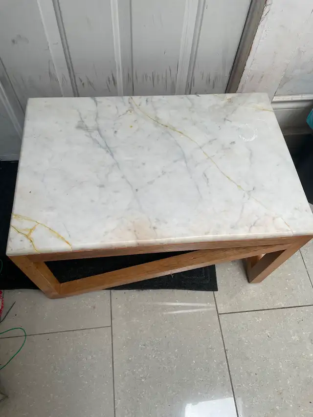 Marble Top Coffee Table with Wood Base in Coffee Tables in City of Toronto - Image 3