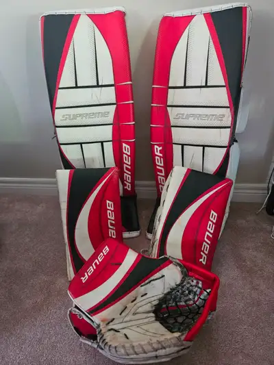 Customized Bauer Supreme Goalie Pads, Blockers and Glove, View more
