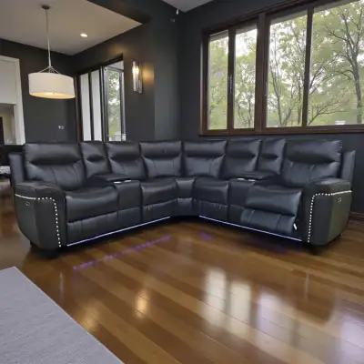New 5-Seater Sectional Power Recliner In Gel Leather Grand Sale, View more
