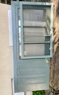 PENDING P/U Vintage Solid Wood and Glass Exterior Door