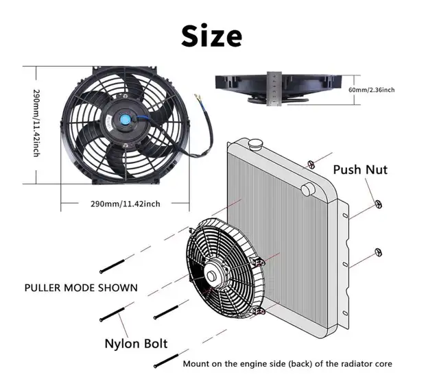 Two Pcs. 10 Inch Slim Fan Push Pull Electric Radiator fan12V in General Electronics in Markham / York Region - Image 6
