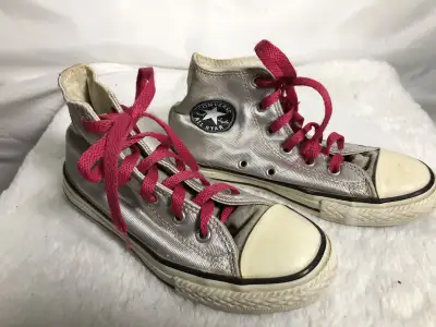 Girls Silver Converse Shoes. Size 1., View more