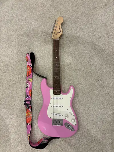 Squier Mini Strat Electric Guitar - Pink, View more