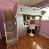 Bunk loft bed with desk and closet 