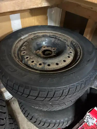 Selling a complete winter wheel & tire set off my 2014 Kia Forte EX sedan. Tires have about 6–7 mm o...