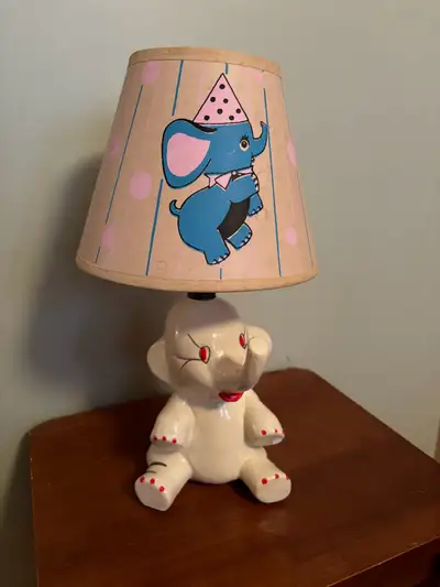 Vintage White Elephant Nursery Lamp, View more