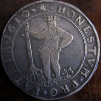 GERMANY BRUNSWICK WOLFENBUTTEL THALER 1610 LARGE SILVER COIN