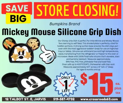 STORE CLOSING CLEARANCE!! Bumkins Mickey Mouse Silicone Dish, View more
