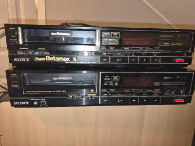 Lot of 2 Betamax Players, over 600 beta cassettes and a Rewinder, View more