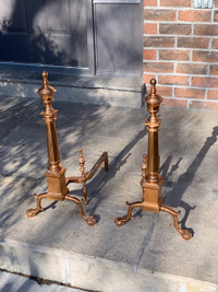 Copper plated brass vintage andirons