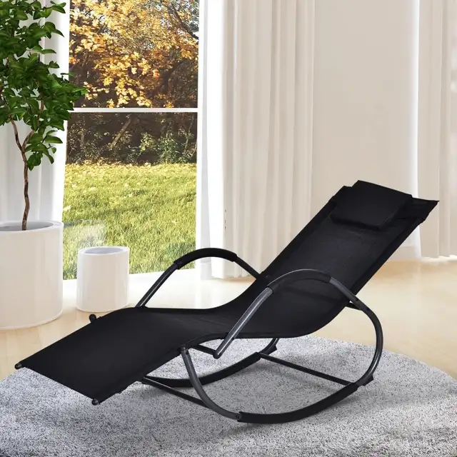 Outsunny Outdoor Rocking Chair, Chaise Lounge Pool Chair for Sun in Patio & Garden Furniture in Markham / York Region - Image 3