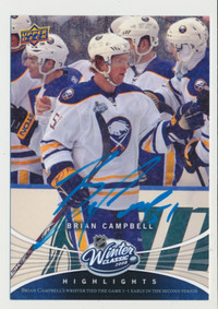 BRIAN CAMPBELL BUFFALO SABRES EX-RARE SIGNED WINTER CLASSIC CARD