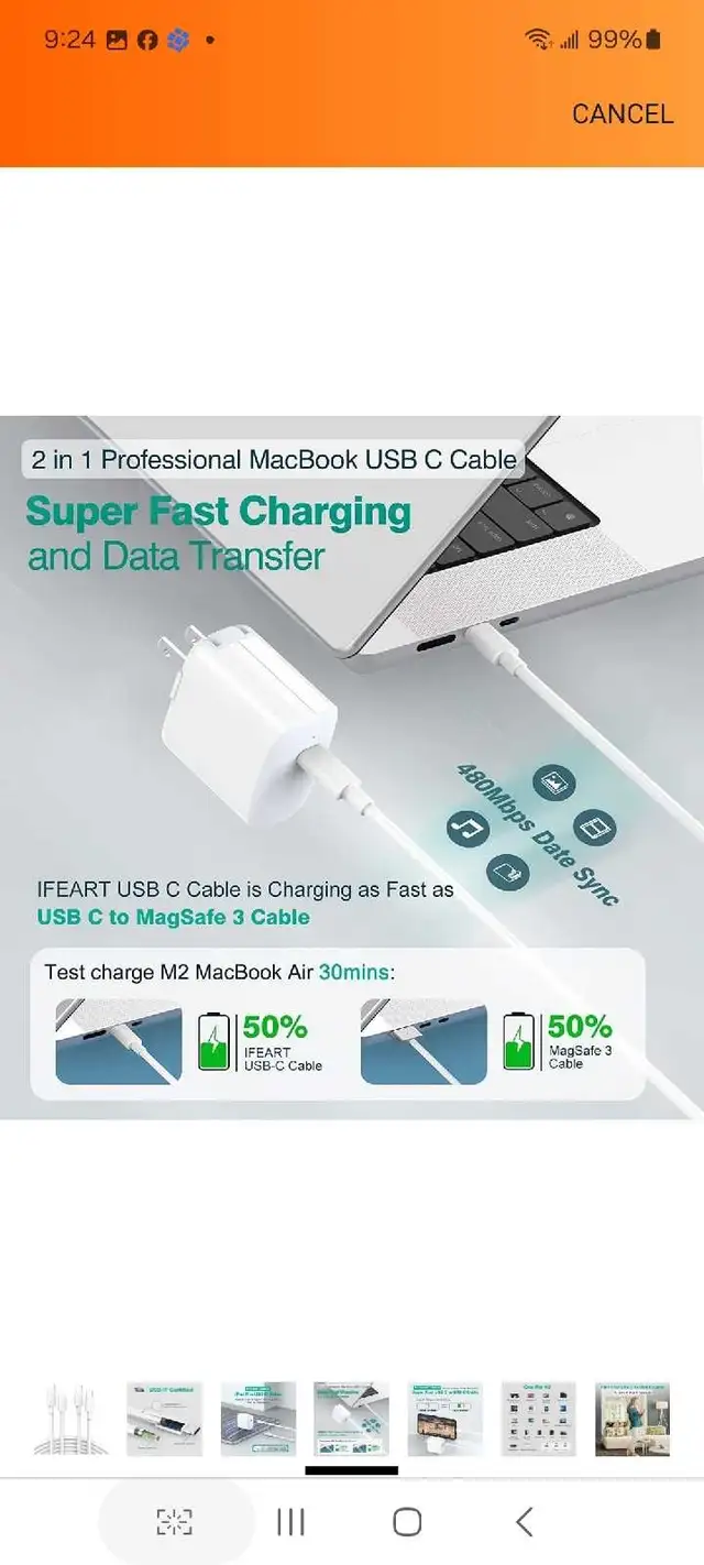 2 Pack 10FT or 6 FT 60W USB C to C Cable for iPad Pro, Air 6 5 4 in General Electronics in Markham / York Region - Image 6