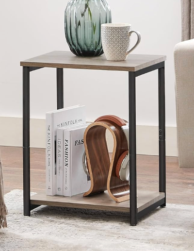 Side Bedside End Table with Storage Shelf, View more
