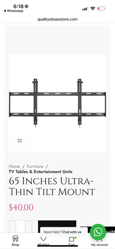 New 65 Inches Ultra-Thin Tilt Mount, View more
