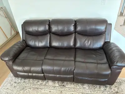 Brown Faux Leather Reclining Sofa and Loveseat Set, View more