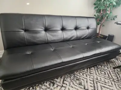 Futon - Black Leather, View more