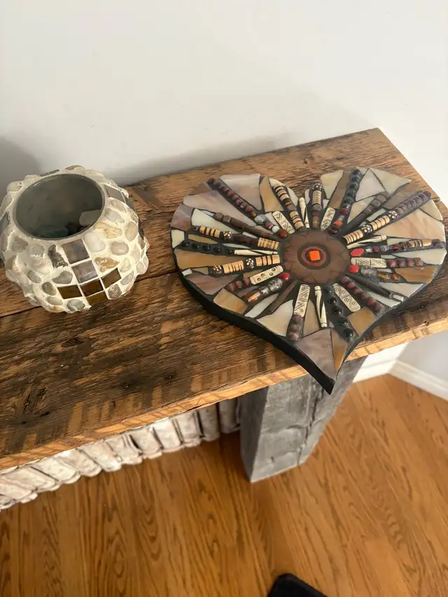 2 Beautiful Handmade Decor Pieces Heart is 9x9 Inches. 