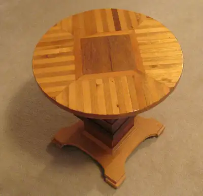 vintage handcrafted round wooden table in excellent condition, View more