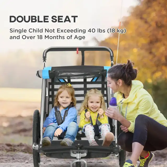 Double seat stroller kids 3-in-1 Bike Trailer   in Strollers, Carriers & Car Seats in Markham / York Region - Image 7