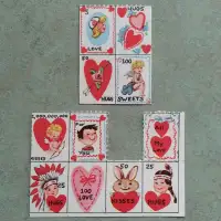 Eleven Vintage Stamp-Like Valentine Cards