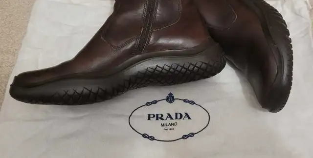 Prada Brown Leather Ankle Boots in Women's - Shoes in Markham / York Region - Image 9