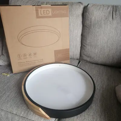 LED Ceiling Light 16" – Oak Flush Mount, Dimmable, 3 Color Tempe, View more
